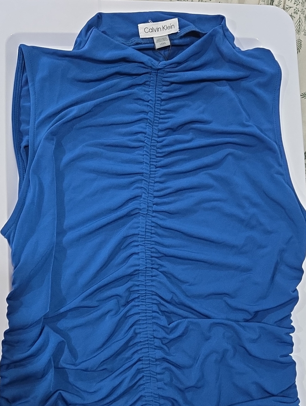Calvin Klein Blue Ruched Sleeveless Tank Top